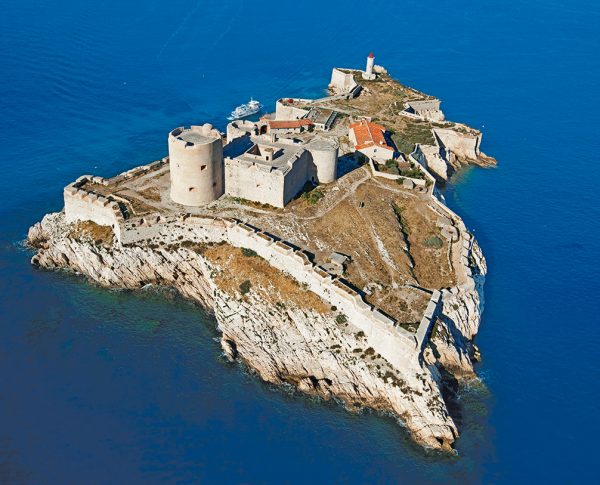 France, Bouches du Rhône (13), Parc national des Calanques, Marseille, 7e arrondissement,  Archipel des îles du Frioul, Chateau d'If, classé Monument Historique (vue aérienne)